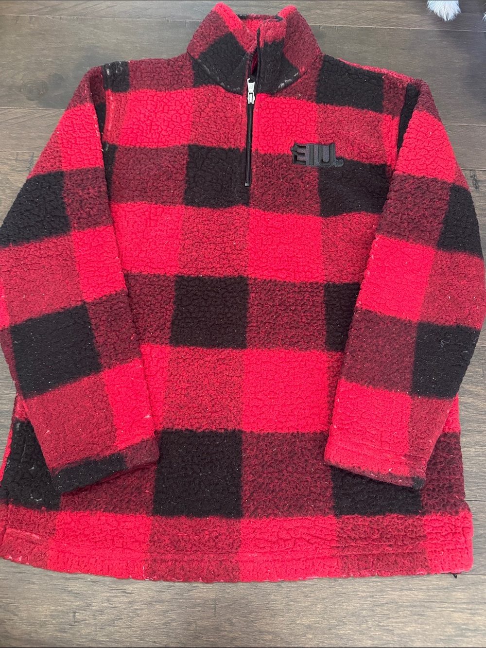Eastern Illinois University Red and Black Buffalo Plaid Sherpa Half-Zip Pullover